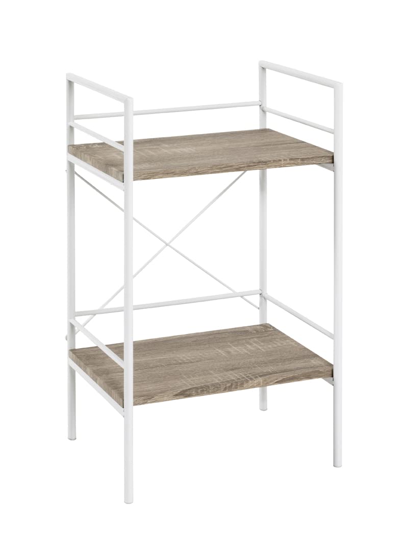 HAKU End Table light oak, white, MDF - Dim.: W 34 x H 62 x D 27 cm, Style: Modern