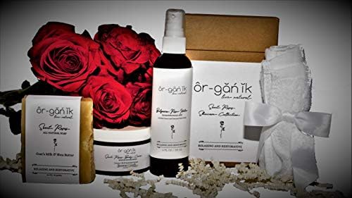 ôr-găn′ĭk Sweet Roses Skincare Collection with Pure Bulgarian Rose Water Hydrating Facial Mist, Moisture-Rich Body Cream, All-Natural Soap with Goats Milk & Shea Butter, 100% Organic Bamboo Washcloth