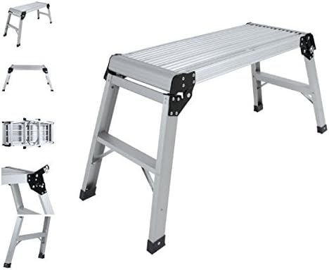 Quality Ladder - Aluminum Folding Ladder - Multi Purpose Platform Stool - Heavy Duty Non Slip Foldable Extension - Kitchen Home Garage Bench - Hold up to 330lbs