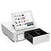Square and Shopify Register Hardware Bundle Compact- Bluetooth Receipt Printer, 4 Bill 4 Coin Cash Drawer, Universal Table Stand for iPad Air, Air2, Mini and Others (White)