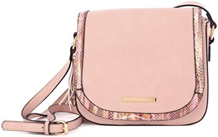 TINDER Authentic Fashion Shoulder Bag withMulti-pockeds, Adjustable Shoulder Strap, Metalic Croco Design Design and Zipper Closure: FPM8853-PK