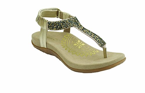 Aetrex Womens Jade Sparkle Thong Sandal Gold 39 Desertcart