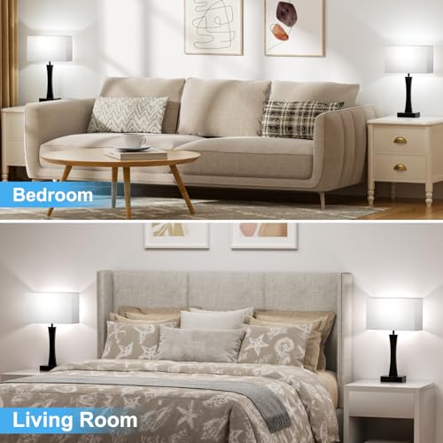 Bedside Touch Table Lamps Set of 2-3 Way Dimmable Modern Bedroom Lamps with USB C+A Ports,Nightstand Lamps for Living Room,Dorm,Home Office(Bulbs Included)