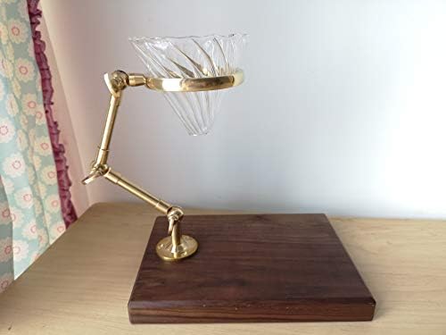 Brass Coffee Dripper Holder Kit Pour Over Coffee Bracket Walnut Base 1 Holder & 1 Filter Cup