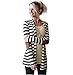 VESNIBA Women Casual Long Sleeve Striped Cardigans Patchwork Outwear