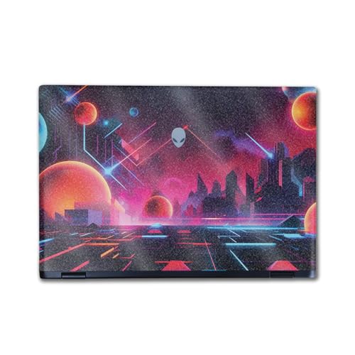 Glossy Glitter Laptop Skin Compatible with Alienware M16 R2 (2024) - Synthwave…