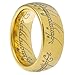 Coins_Stamps_and_More One Hypoallergenic 18 Karat Gold Plated Titanium Stainless Steel Power Ring Size 6, 7, 8, 9, 10, 11, 12, and 13 with 20 Inch Ball Chain Necklace Engagement Promise Wedding Band