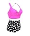 Plus Size High Waist Vintage Retro Bikini Push Up Separate Swimwear-KJX802-PDB6