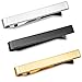 Puentes Denver 3 Pc Mens Tie Bar Slide Clip Set Skinny Ties 1.5 Inch, Brushed Silver, Black, Gold in Gift Box