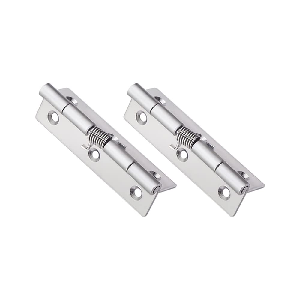 2PCS Self-Opening Spring Hinges, Stainless Steel Spring Door Hinges, Automatic Opening Hinges for Internal use in Residential and Commercial Building Projects(100×50×2MM)