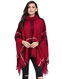 I VVEEL Women's Knitted Cashmere Turtleneck Poncho Wrap Sweater Cape