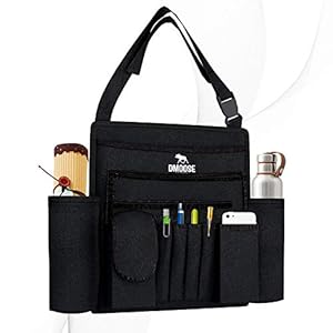 Image of DMoose Car Front Seat Organizer with Laptop and Tablet Storage, Compact Passenger Side Caddy with Neoprene Water Bottle Pockets, File Folder Sleeves, and Space Saving Compartments