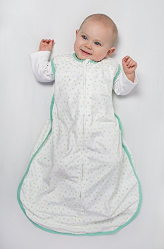 Amazing Baby Microfleece Sleeping Sack with 2-Way Zipper, Playful Dots, SeaCrystal, Small