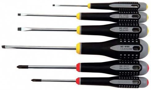 Bahco Tools BE-9881 - Screwdriver Set - Tip Style: Phillips, Slotted, Ergonomic Handle, Round Blade Shape, 6 Piece Set