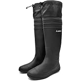 Amoji Womens Rubber Rain Boots Knee High Waterproof Packable Tall Garden Boots Lightweight Farm Mud Boots NOT FOR WIDE CALF
