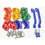 KINSPORY 10Pc Colourful Pig Nose Shape Children Rock Climbing Holds Indoor Outdoor Kids Playground Build with Two Blue Handles - Mounting Hardware Kit Included