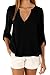 Happy Sailed Women 2018 Casual Chiffon Button V Neck Blouses Shirts,Large Black