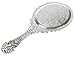BAOZOON Vintage Hand Mirror with Handle - Cute Cosmetic Handheld Mirror Vanity Makeup Mirror Travel Mirrors 9.8x4.5in (Silver)