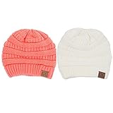 BYSUMMER C.C Warm Soft Cable Knit Skull Cap Slouchy Beanie Winter Hat