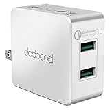 dodocool USB Wall Charger with Quick Charge 3.0, 2-Port, Foldable Plug for iPhone 7/7 plus, Samsung Galaxy S7/S6/Edge, Google, LG G5, HTC 10 and More