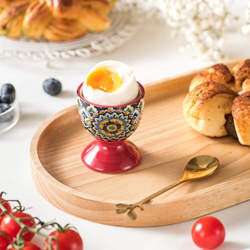Henten Home Set of 6 Porcelain Egg Cups, Multi-Colour, for Any Breakfast Table, Hard and Soft Eggs, Egg Holder, Egg Holder, Breakfast