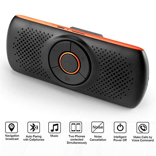 Wireless Handsfree Visor Car Speakerphone,TIANSHILI Portable Bluetooth 4.2 Speaker,Stereo Sound Enhanced Bass/Built-in Mic/TF Card Player/Google Assistant Voice Command for Car, Home, Outdoor