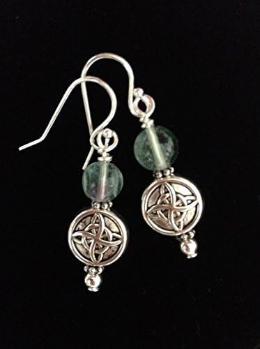 Rainbow Fluorite Gemstone Celtic Symbol Earrings