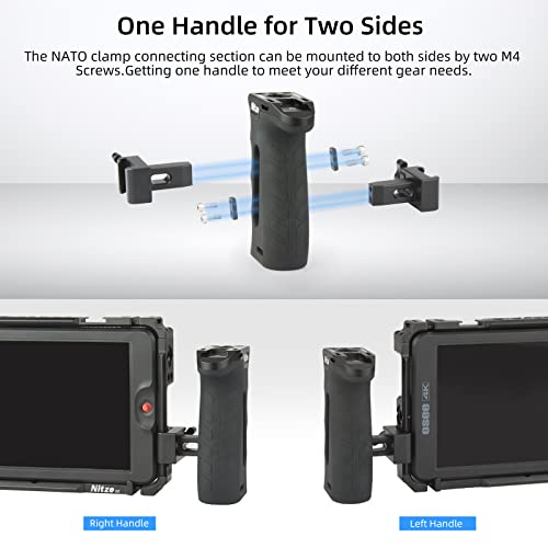Nitze Side Handle with NATO Clamp, Ergonomic Side Handle for Left or Right Hand, Adjustable Side Grip Up and Down for Camera Cage - PA29C