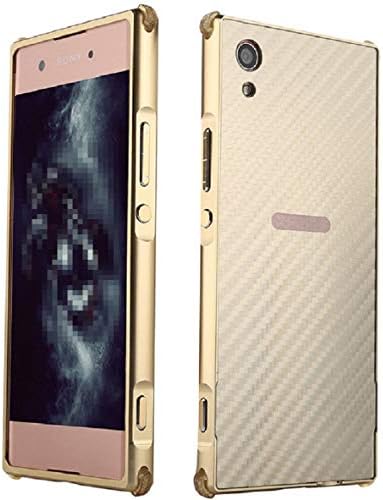 Sony XA1Plus Case, Portable Shiny Plated Carben Fiber Useful Bumper Devise Cover, LICHE Hard Twill Scratch Proof Protect Thin Slim Phone Light Case for Sony XA1 Plus Gold