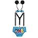 IBTOM CASTLE Baby Boys 1st Birthday Outfit Cartoon Bodysuit One Piece Gentleman Bottoms Suspender Straps with Bow-tie #21 Blue One 12-18 Months