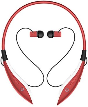 NMPB Wireless Bluetooth Headphones Neckband Music Stereo Noise Cancelling Sweatproof Headset with Mic-Red