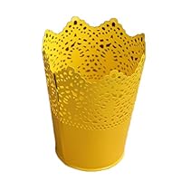 Da.Wa Plastic Hollow Flower Vase Brush Storage Pen Pencil Pot Container Desk Organizer Decorative Home Vase(Yellow)