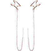SLUYNZ 925 Sterling Silver Cuff Earrings Threader Chain for Women Crawler Earrings Wrap Earrings