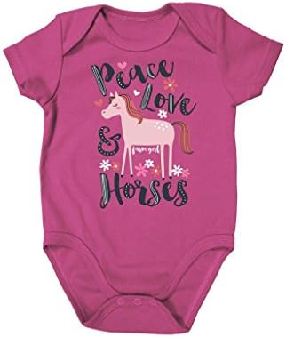 Farm Girl Peace Love & Horses Baby Short Sleeve Creeper-3-6m