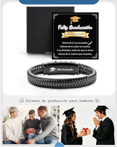 Kenqlot Regalo para Hombre/Hijo/Hermano,Pulseras Cuero Hombre para Novio Esposo,Regalo Hombre Cumpleaños Graduacion Navidad San Valentín