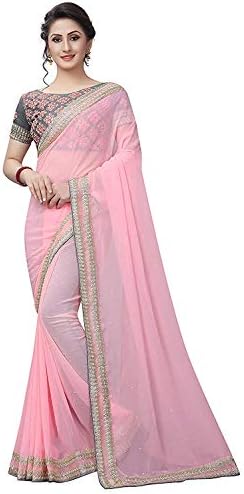 Vinayak Textile Women's Georgette Saree With Blouse Piece Material