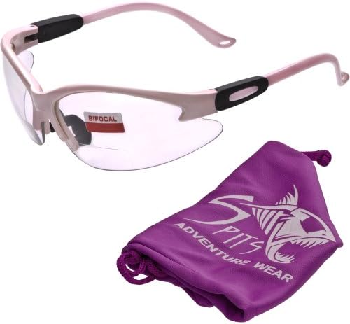 Bifocal Safety Glasses Light Pink Frame Clear 2.00 Magnification Lens ANSI Z87.1 - Pink Pouch