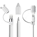[3-Piece] Fintie for Apple Pencil Cap Holder/NIB Cover/Lightning Cable Adapter Tether for iPad Pro/iPad 2018 (6th Generation) Pencil, White Bonus