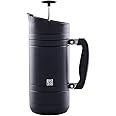 BruTrek BaseCamp Coffee Press - Double Wall Insulated Stainless Steel - Bru-Stop Technology, No Grounds in Coffee, No Spill Lid (Obsidian, 48 fl.oz)