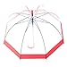 Artiron Colorful Trim Clear Umbrella Bubble Fashion Dome Auto Open Transparent Umbrella for Outdoor Weddings Windproof (Red Trim)