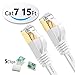 XINCA Cat 7 Flat Ethernet Cable 15ft White, High Speed 10GB Shielded (STP) LAN Internet Network Cable Ethernet Patch Computer Cable with Rj45 Connectors and 5pcs Adhesive Cable Clips