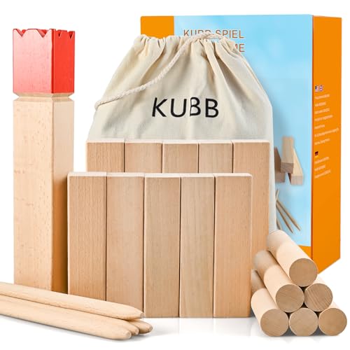 Faburo Large Kubb Yard Game Set with Carrying Bag, Yard Games Set Viking Chess Games Tossing Game Set, Outdoor Camping Beach Backyard Lawn Game for Adults and Family (L) (Small Size)