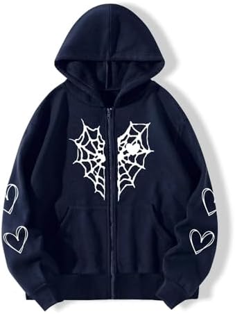Y2K Hoodies Grunge Full Zip Jacket Oversized Star Graphic