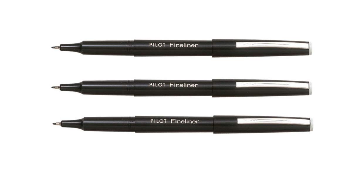 Pilot Pack of 3 Extra Fine Fineliner Felt-Tip Pens 0.4 mm Black
