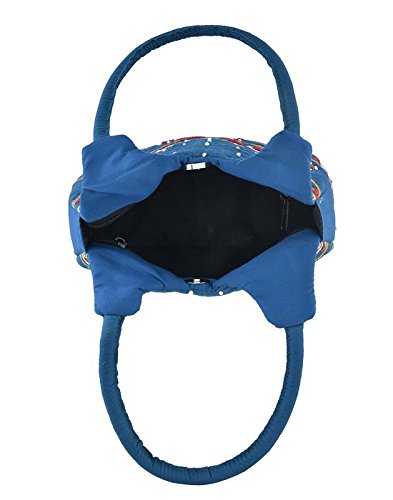 belladona small pot cut mirror work bag in blue