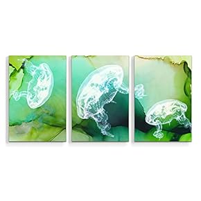 Wall26-3 Panel Canvas Wall Art- Sea Animal Jellyfish -Giclee Painting Wall Bedroom Living Room Home Decoration - 16"x24" x 3 Panels