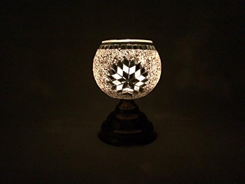 Alissar International Handmade Mosaic Candle Holder (Silver with Stand)