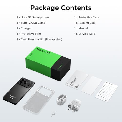 DOOGEESmart Note 56 Mobile Phones, Android 16 Smart Phone, 6150mAh, 8.45mm, 6.56"" HD+ 90Hz, 24GB + 64GB/2TB Android Phones, Dual SIM Unlocked Mobile Phone, Face ID, GPS, OTG, FM