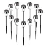 SUNCITY Solar Lights Outdoor Solar Garden Lights, Stainless Steel LED Solar Pathway Lights, Outdoor Landscape Lighting for Lawn/Patio/Yard/Walkway/Driveway 12-Pack