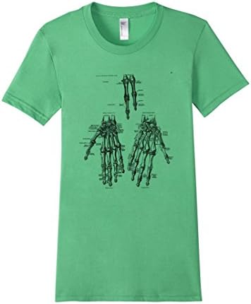 Women's Vintage Anatomyl Art Bones of the Hands Tee T-shirt Medium Grass